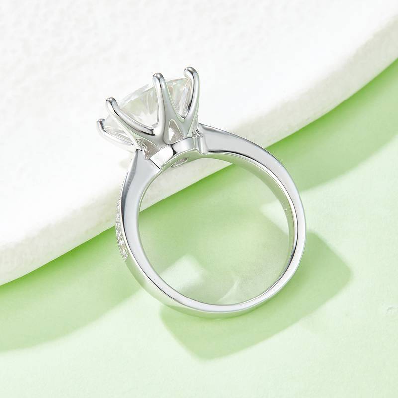 微镶灵动S925银镀白金MoissaniteWomen's Ring5.0ctD级
